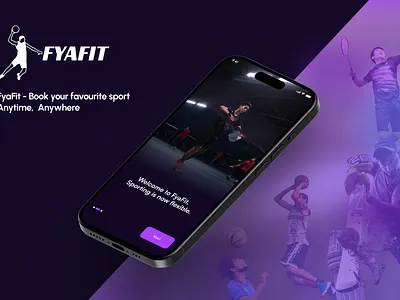 Fyafit - Book Your Game, Own the Victory! android app bookings dark ios mobile purple sports ui ux