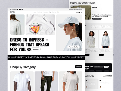 Crafter – Modern eCommerce Clothing Website Design bigimages clothing clothingstoredesign clothingwebsite ecommerce ecommercedesign fashionecommerce fashiontech fashionwebsite footer headerdesign minimal modern modernwebdesign onlinestoredesign shopping testimonial ui uiuxdesign webdesignforfashion