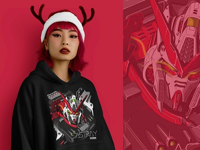 Astray Red Prime apparel artwork character design christmas time concept design design fanart gundam hoodie illustration japanese machine mecha mobile suit red color robot transformers tshirt design