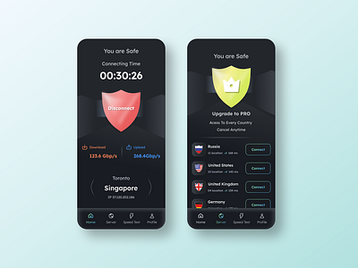 VPN Mobile App app app design concept design ios mobile app mobile app design mobile concept ui ui visual design ux vpn vpn app vpn app design vpn concept