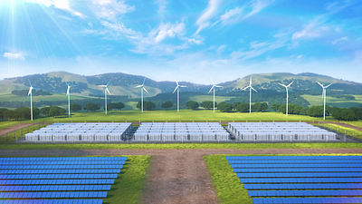 Energy Grid 3d after effects animation c4d cgi cinema 4d design environment green minimal mograph motion graphics nature sky solar panel windmill