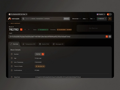 Voyager's blockchain explorer blockchain branding browser crypto design explorer logo ui uiux web3
