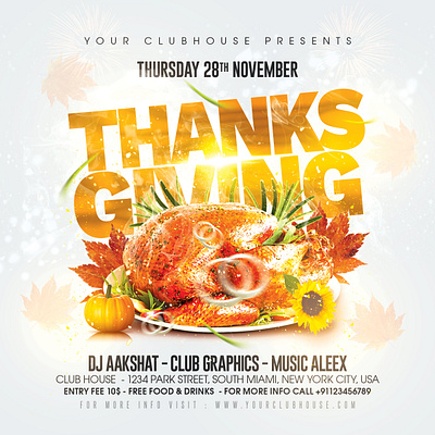 Thanksgiving Day Flyer autumn branding club club flyer event flyer flyer design flyer template graphic design holiday instagram logo night club party thanksgiving thanksgiving 2024 thanksgiving day thanksgiving dinner thanksgiving party turkey