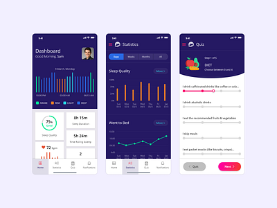 Ease-O-Sleep: AI-Driven Sleep Tracker and Lifestyle Coach adobexd android health mobile app sleep tracking ui ux xd