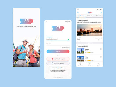 Zap - Your AI-Powered Travel Companion adobexd android mobile app travel ui ux xd