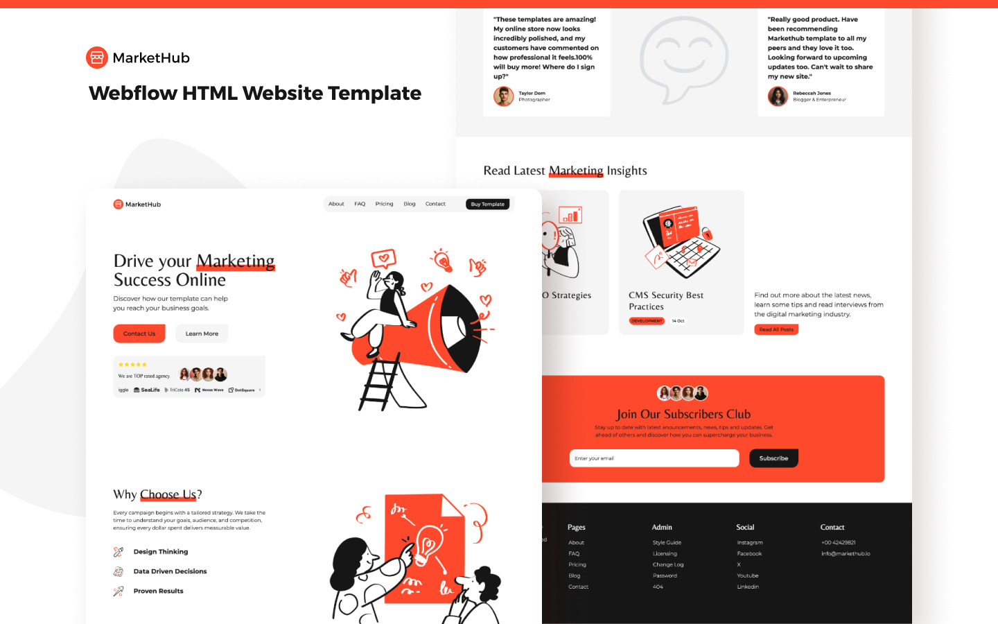 Markethub - Multi Page Marketing Webflow Template agency awareness business campaign cloneable distribution framer illustration market marketing multi page omnichannel organic product illustration saas sales seo agency studio template webflow