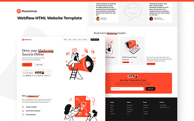 Markethub - Multi Page Marketing Webflow Template agency awareness business campaign cloneable distribution framer illustration market marketing multi page omnichannel organic product illustration saas sales seo agency studio template webflow