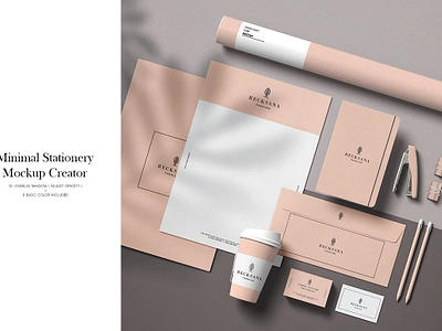 Minimal Stationery Mockup Creator a4 brand business card corporate creator envelope identity ipad pro iphone letterhead logo macbook presentation scene creator showcase