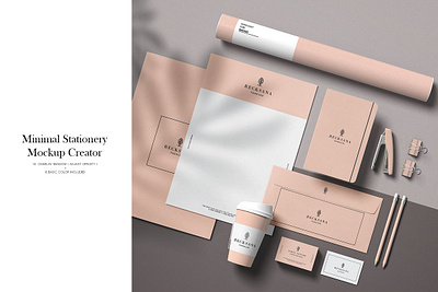 Minimal Stationery Mockup Creator a4 brand business card corporate creator envelope identity ipad pro iphone letterhead logo macbook presentation scene creator showcase