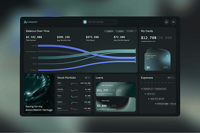 Personal Finance Management Dashboard | Web UI banking clean dark dashboard finance management fintech graph investment stats wallet web app