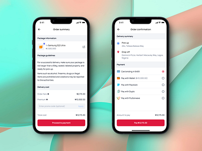 Order summary and confirmation✅ courier design logistics mobile app mobile ui order order confirmation order summary package summary ui ui design uiux