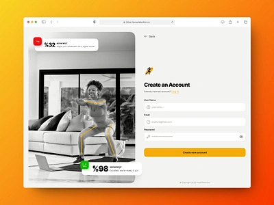 Sign-Up Interface for Workout Pose Detection Web App app design create account log in mockup pose detection product designer sign up ui ui designer uiux user interface ux visual design web web app web design workout workout accuracy