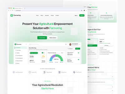 Farmering - Agriculture Saas Landing Page branding company profile dashboard design farmering graphic design illustration landing page logo saas saas landing page typography ui ui design ui ux design uiux vector web concept web design website