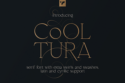 Cooltura serif font. Free Font alternative glyphs brand branding creative custom cyrillic design flowrish font lettering ligature logo retro serif swashes swirl tales typeface vintage