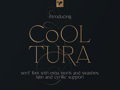 Cooltura serif font. Free Font alternative glyphs brand branding creative custom cyrillic design flowrish font lettering ligature logo retro serif swashes swirl tales typeface vintage