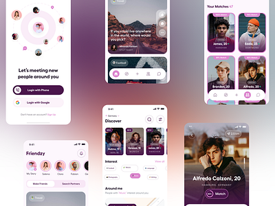 Dating App Design Concept app app design bumble chat chatting dating dating app dating mobile app match match finder matching messenger app mobile mobile app relationship social media app swipe tinder ui ux