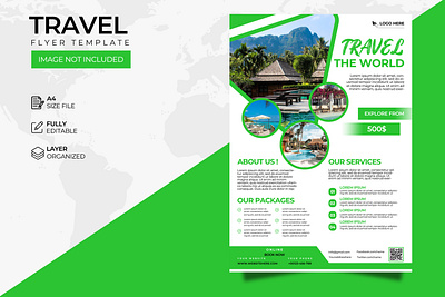 Innovative Travel Flyer: Explore with Creativity advertising branding creative design flyer flyer design graphic design modern design print design professional design promotional flyer travel travel flyer