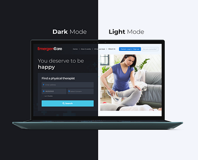 EmergenCare Dark/Light branding dark light mode design designer homepage uiux