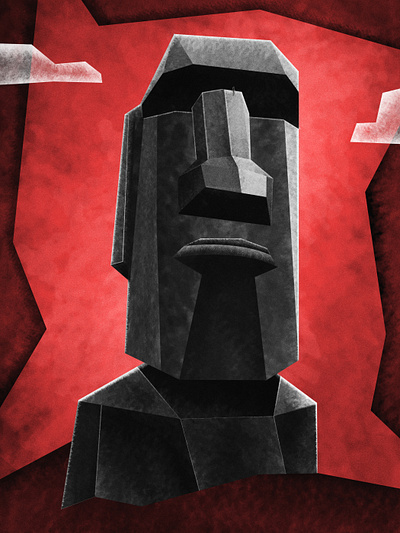 Moai - Easter Island - illustration collection #2 art black dark design easter illustration island moai red statue texture