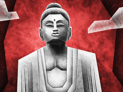 Great Buddha - Bodh Gaya - illustration collection #4 art black buddha collection design illustration red statue texture