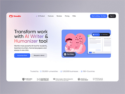 Smodin.io Humanize T👀l ai branding design graphic design landingpage tool uidesign uiux writing