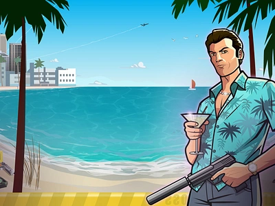 GTA Vice City Tommy Vercetti artwork 2d art gta illustration illustrator tommy vercetti vector vice city