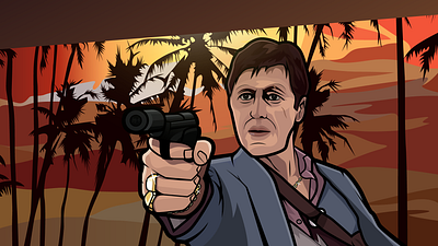 Tony Montana artwork 2d art design graphic design gta illustration vector