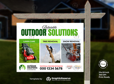 Lawn Care, Tree, & Snow Removal Yard Sign Canva Layout landscaping yard sign templates lawn care yard signs snow removal marketing materials snow removal marketing yard sign snow removal yard sign templates tree service yard sign templates tree service yard signs