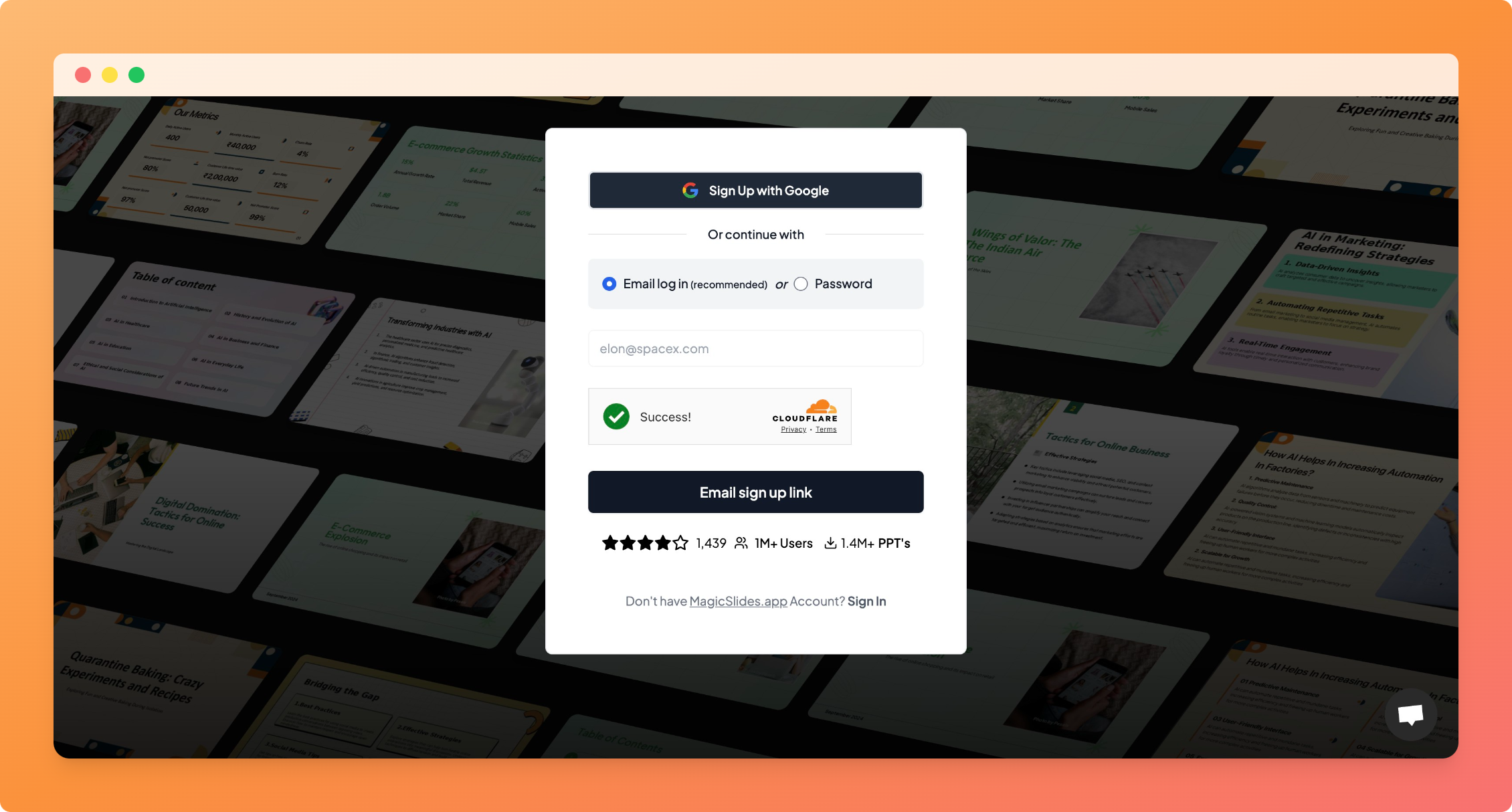 Sign-Up Page with Netflix-Style Grid turnstile