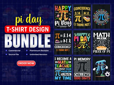 Pi Day T-Shirt Design Bundle pi day t shirts design in 2024