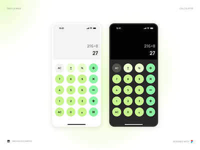 Daily UI #004 – Calculator 004 calculator challenge dailyui dailyuichallenge dark mode design green number numbers numeric ui uidesign