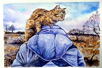 Original Watercolor Ukrainian Painting, Cats of Ukraine, War Art art cat hand painted handmade paint painting photo war