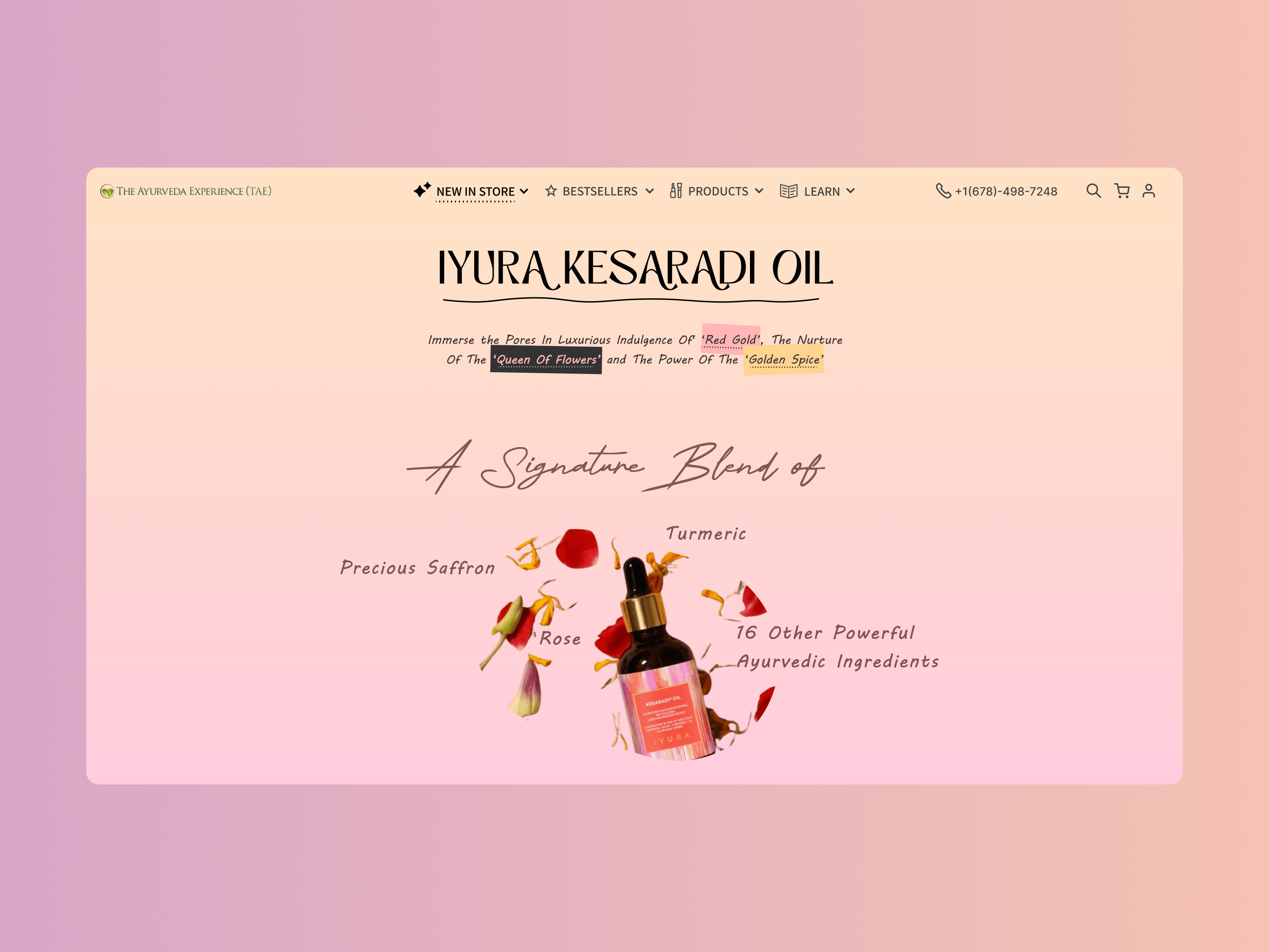 Ayurvedic Product - Blog about page ayurveda ayurvedic beauty blog branding cosmetic cosmetics ecommerce face product facial product graphic design landing page oil product design rose skin skin care ui ux