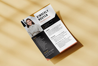 Tax Manager Resume brown canva clean cv design elegant graphic design job manager minimalist modern portfolio resume template work