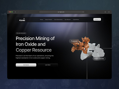 Mining Iron Oxide Website app branding cave clean dark ui futuristic gradient hero iron landing page logo mining one pager oxide stone ui uidesign ux web apps website