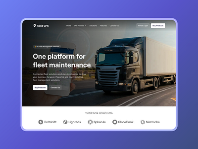 Hero Section: Fleet Management System app design clean creative design fleet fleet mangaement hero section landing page system tracker tracking device ui