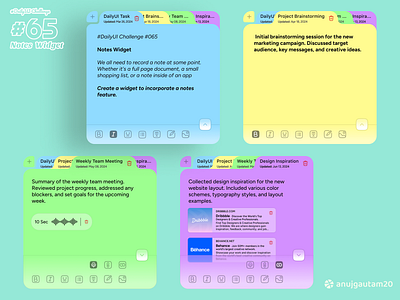 #DailyUI Challenge #065: Notes Widget 📝 app creative creativity dailyui dailyui challenge dailyui065 dailyui65 design graphic design illustration interactive notes widget popular trending ui ui design usablity userflow ux ux design