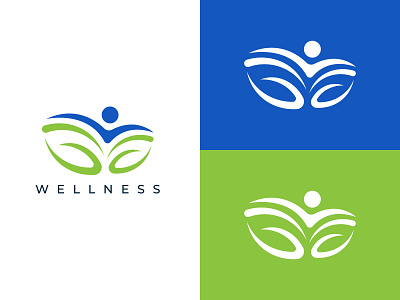 Wellness Logo design concept care concept flat logo happiness health human leaf leaf logo logo design logo type medication natural nature nutrition people plant self care spa wellness wellness logo