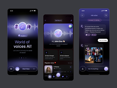 Voice AI Assistant - UI Exploration v3 ai aiapp aiproduct animation chat chatbotai gradient hilf al hilf al digital interface minimal product design trending ui ux visual voiceassistant voicetechnology voiceui