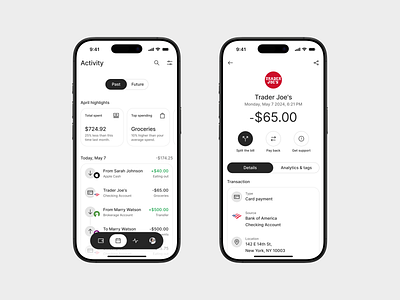 Transaction history and details bank banking clean finance fintech insights minimal modernist product transaction transaction details transaction history transactions ui ux wallet