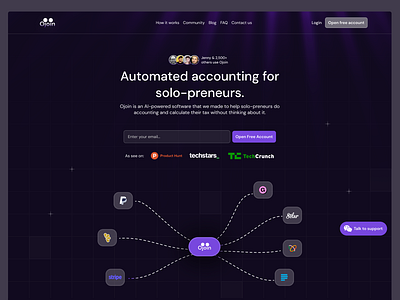 Ojoin Landing page - Accounting software accounting ai automated landing page ojoin tax ui uiux web design