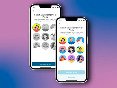 App design: Customize Your Profile with an Avatar avatar avatar options choose your avatar customization digital identity image online online identity people personalized avatar photo privacy prodection profile protect safety secure selection stay secure