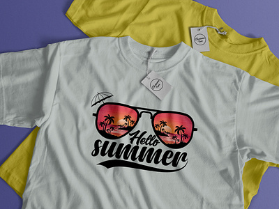 Hello Summer beachwear t shirt graphic design retro illustration summer outdoor summervibes sunrise