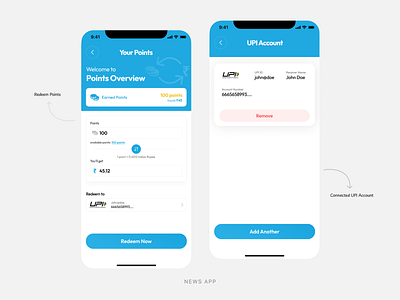 News App - Redeem Points app design clean ui currency conversion design minimal minimal ui mobile app design redeem points ui ui design ui trends ux design ux ui