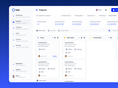 Solar Saas Kanban app dashboard desktop kanban saas tasks ui ux