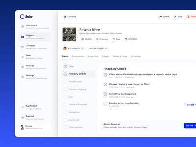 Solar Saas Project Detail app dashboard desktop modal progressbar project saas ui ux