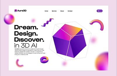 Aura3D - 3D AI generator Website Concept 3d graphic design illustration motion graphics ui we website