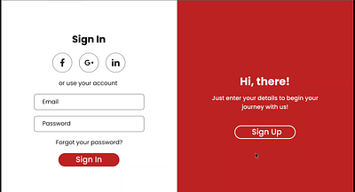 Sign In / Sign Up Page animated login screen figma prototype interactive prototype login page design modern login form motion graphics red and white theme sign in sign up ui ui ui animation web app design