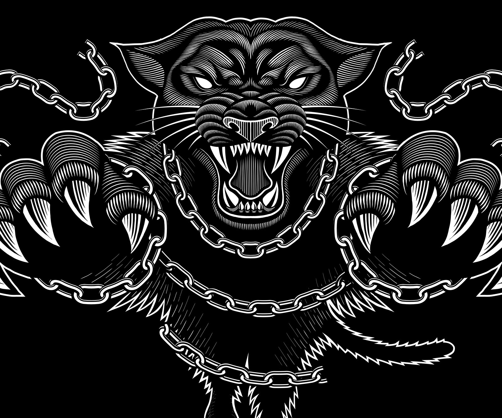 CNQR logo animal apparel black panther branding chains graphic design illustration illustrations line work logo logo design panther screen printing silkscreen sports sportswear streetwear vector vector art woodcut