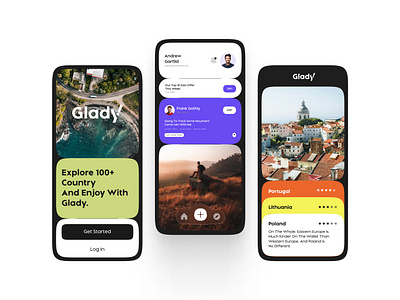 Glady - Travel App exploration branding clean minimal mobile app toufiq travel ui user experience user interface ux visual